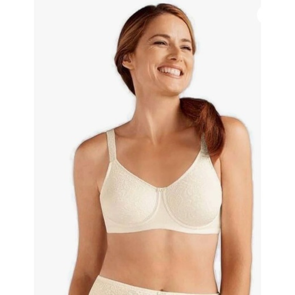 Amoena Mastectomy Bra  Annette 44028 44DDD Underwire Off White Ivory Pockets New